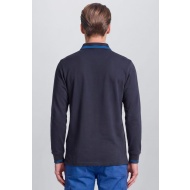 Kontrast Polo Yaka Sweatshirt