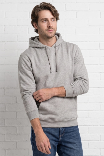 KAPŞONLU SWEATSHİRT GRİ