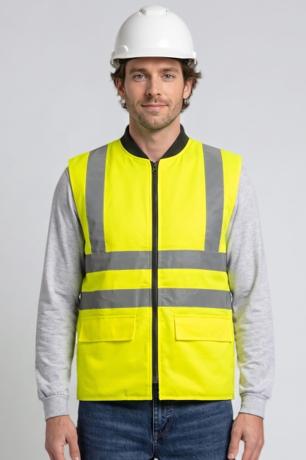 WORK COMFORT ÇİFT TARAFLI YELEK NEON SARI