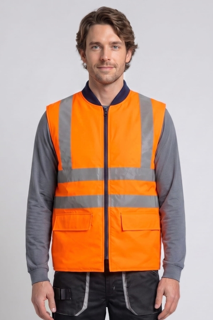 WORK COMFORT ÇİFT TARAFLI YELEK NEON TURUNCU