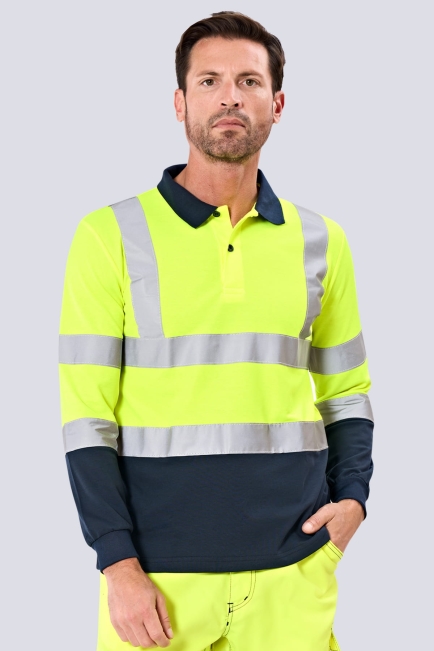 REFLEKTÖRLÜ POLO YAKA T-SHİRT İNTERLOK UZUN KOLLU