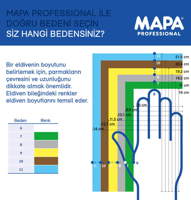 mapa eldiven beden tablosu